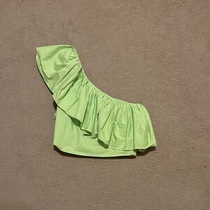 One-Shoulder Cropped Ruffle Top